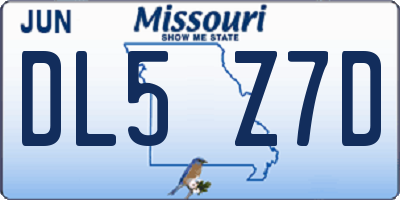 MO license plate DL5Z7D