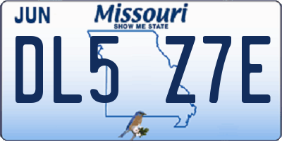 MO license plate DL5Z7E