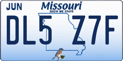 MO license plate DL5Z7F