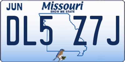 MO license plate DL5Z7J