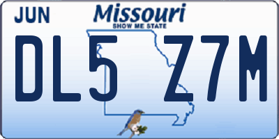 MO license plate DL5Z7M
