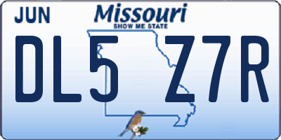MO license plate DL5Z7R