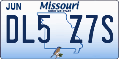 MO license plate DL5Z7S