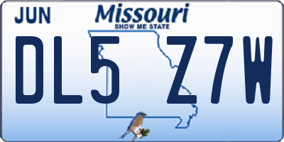 MO license plate DL5Z7W