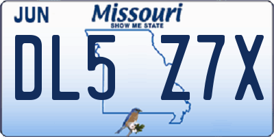 MO license plate DL5Z7X