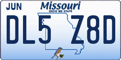 MO license plate DL5Z8D