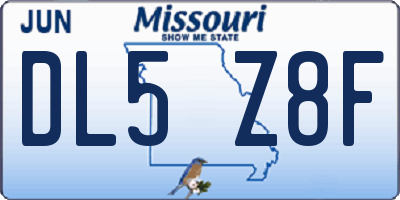 MO license plate DL5Z8F