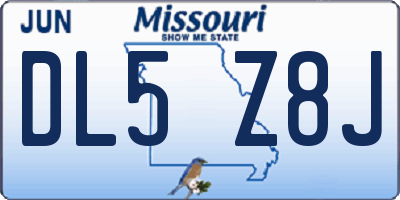 MO license plate DL5Z8J