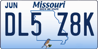 MO license plate DL5Z8K