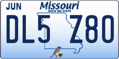 MO license plate DL5Z8O