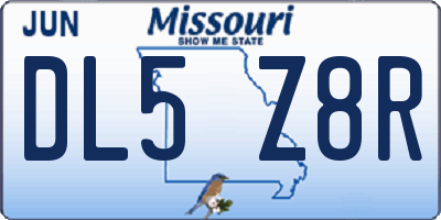MO license plate DL5Z8R