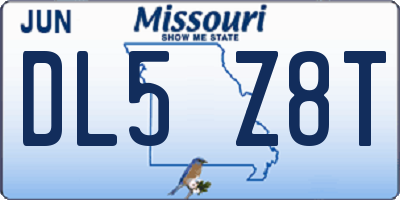MO license plate DL5Z8T