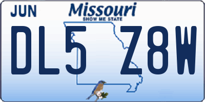 MO license plate DL5Z8W