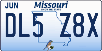 MO license plate DL5Z8X