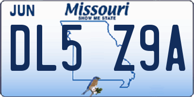 MO license plate DL5Z9A