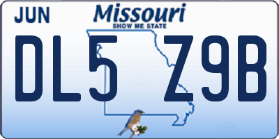 MO license plate DL5Z9B