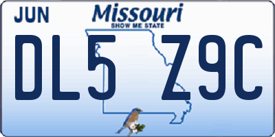 MO license plate DL5Z9C