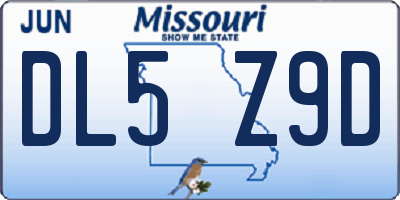 MO license plate DL5Z9D
