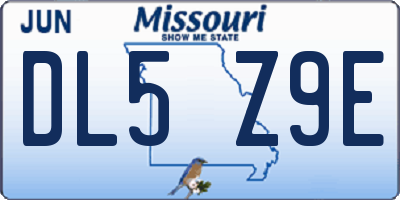 MO license plate DL5Z9E