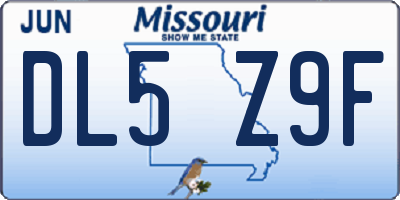 MO license plate DL5Z9F