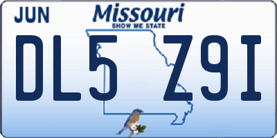 MO license plate DL5Z9I