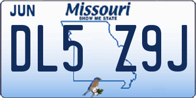 MO license plate DL5Z9J