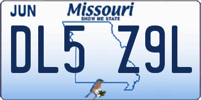 MO license plate DL5Z9L