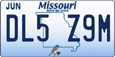 MO license plate DL5Z9M