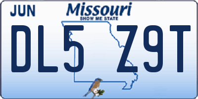 MO license plate DL5Z9T