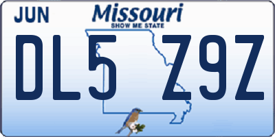 MO license plate DL5Z9Z