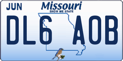MO license plate DL6A0B