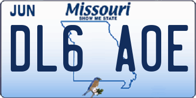 MO license plate DL6A0E