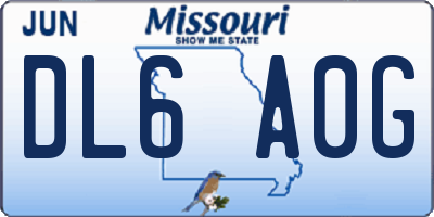 MO license plate DL6A0G