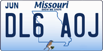 MO license plate DL6A0J