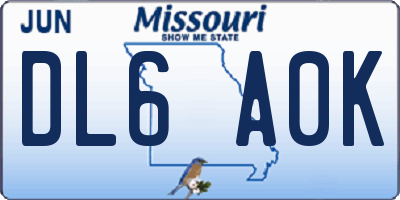MO license plate DL6A0K