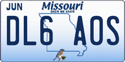 MO license plate DL6A0S