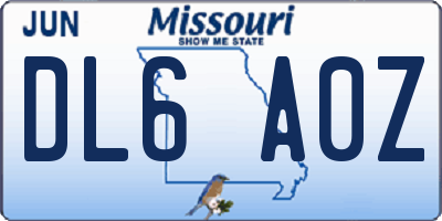 MO license plate DL6A0Z
