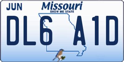 MO license plate DL6A1D