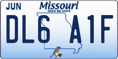 MO license plate DL6A1F