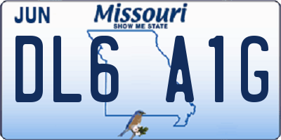 MO license plate DL6A1G
