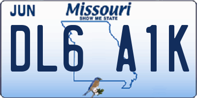 MO license plate DL6A1K