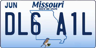 MO license plate DL6A1L