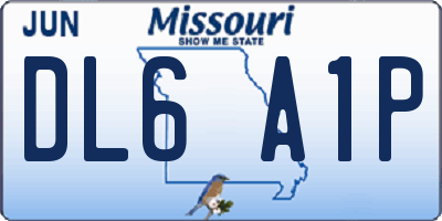 MO license plate DL6A1P