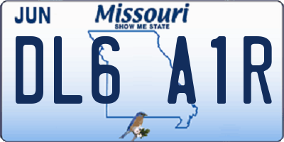 MO license plate DL6A1R