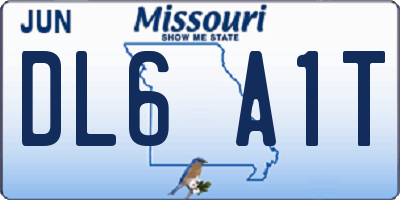 MO license plate DL6A1T