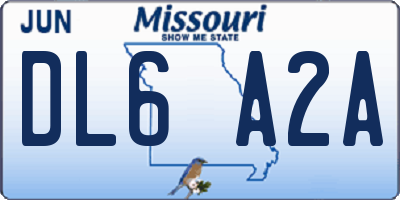 MO license plate DL6A2A