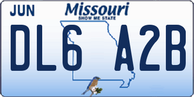 MO license plate DL6A2B