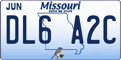 MO license plate DL6A2C