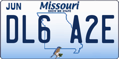 MO license plate DL6A2E