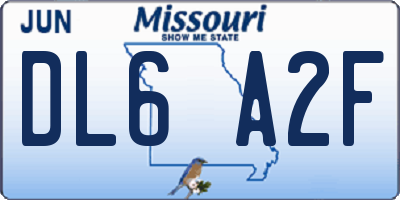 MO license plate DL6A2F